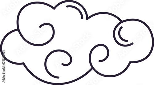 Cloud swirling line art drawing abstract weather icon