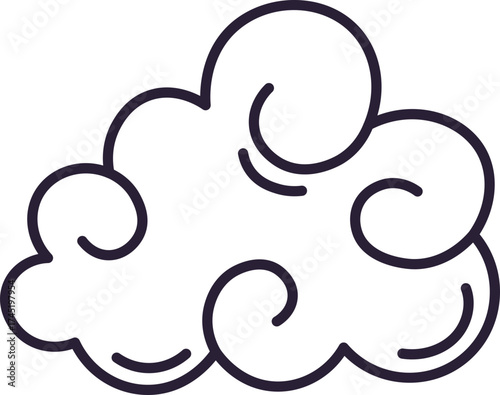 Stylized Chinese cloud icon line art drawing