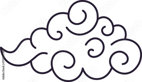 Japanese style cloud line art icon illustrating weather