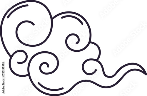 Japanese styling cloud line art drawing symbol