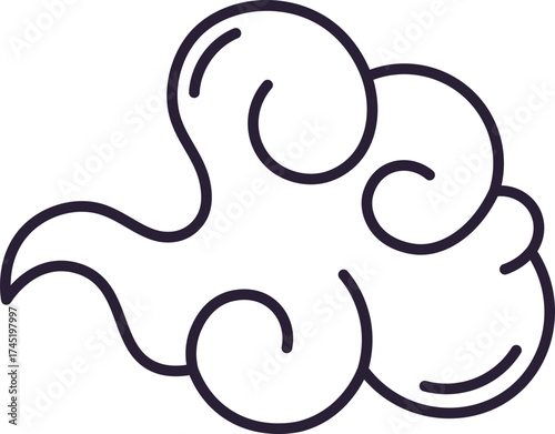 Stylized Japanese cloud line art symbol vector