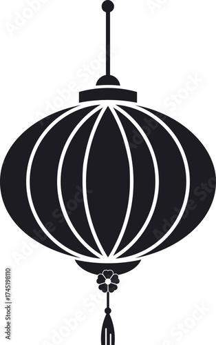 Traditional Asian lantern vector silhouette celebrating festive decoration