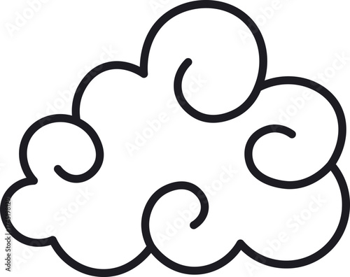 Stylized Japanese Asian cloud outline line art drawing