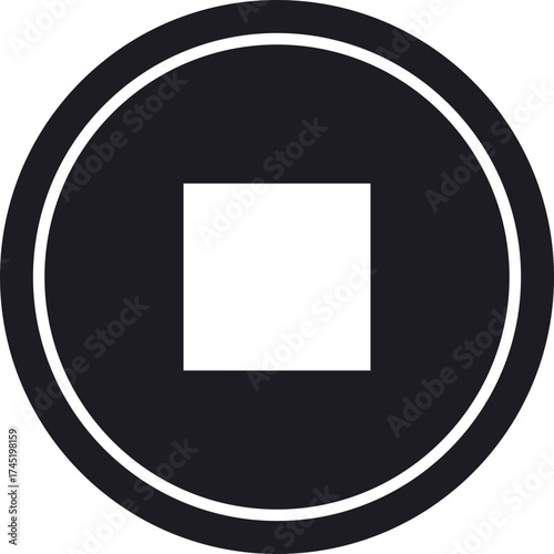 Stop button icon with square symbol for media player interface