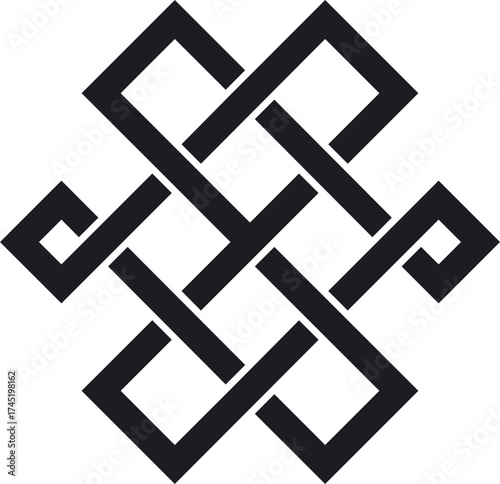 Tibetan endless knot symbol representing eternal recurrence