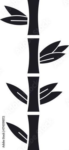 Bamboo stalk leaves silhouette icon representing zen growth