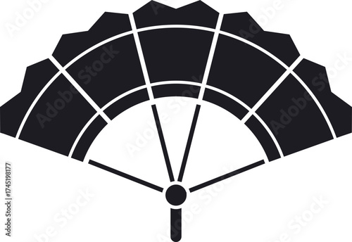 Black Japanese folding fan icon silhouette