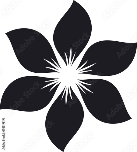 Black flower silhouette vector icon creating blossom design
