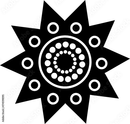 Black and white abstract star mandala symbol