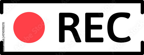 Red recording indicator light and REC text