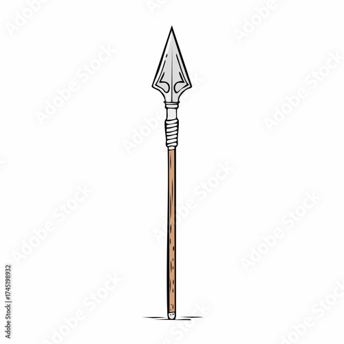 Ancient spear with sharp metal point