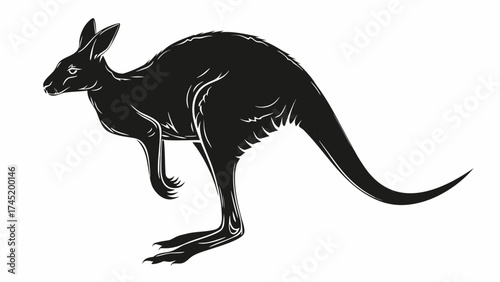 Dynamic kangaroo silhouette, icon of Australian wildlife, perfect for branding and conservation projects