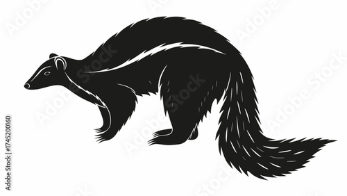 Striking skunk silhouette art print for wildlife lovers, perfect for bold graphic designs, vector origin.
