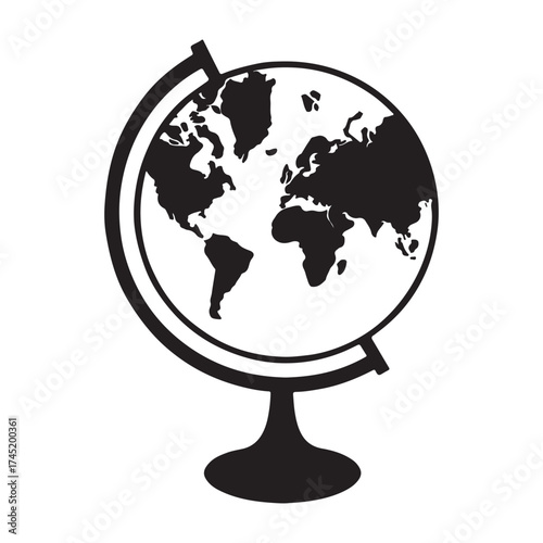 silhouette vector of globe isolated on white background