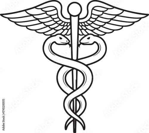 Caduceus symbol medical healthcare profession symbol of healing wings and snakes iconic emblem representation