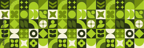 Eco-green abstract background featuring an agriculture-inspired mosaic pattern in swiss  design.