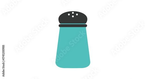 Simple illustration of a turquoise salt shaker with a black top
