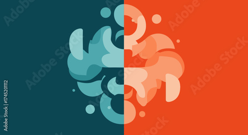 Abstract design with contrasting colors and shapes representing balance and harmony.