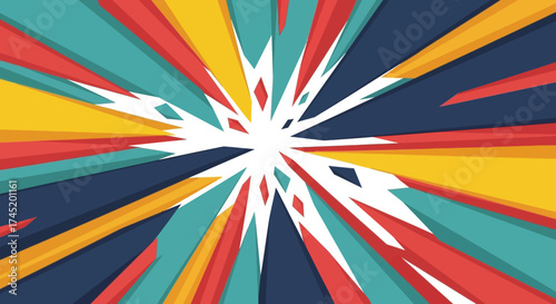 Abstract explosion of vibrant colors radiating from the center.