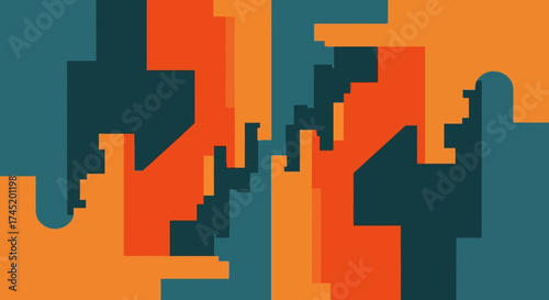 Abstract geometric shapes arranged in a symmetrical and visually appealing composition.