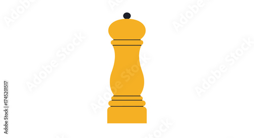 A simple illustration depicts a yellow wooden pepper grinder design