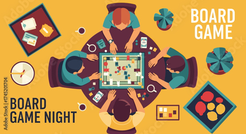 Board game night with friends enjoying tabletop fun and strategy.