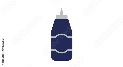 Simple illustration of a dark blue squeeze bottle with a white cap