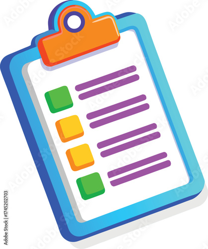 Colorful clipboard with checklist and purple icon isolated on white transparent background vector eps png jpg business people clipping path cutout 2025 2026 4k full hd poster banner label download