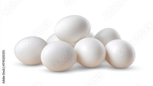 Wallpaper Mural Pile of white eggs on solid white background. Artificial intelligence image Torontodigital.ca