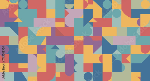 Geometric shapes abstract design colorful pattern composition modern art.