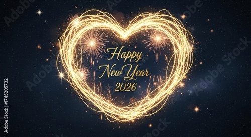Wallpaper Mural Sparkling golden heart with happy new year message Torontodigital.ca