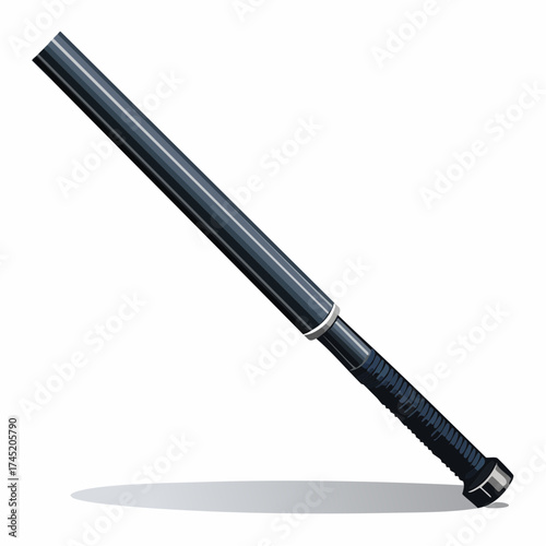 Black baton with textured handle