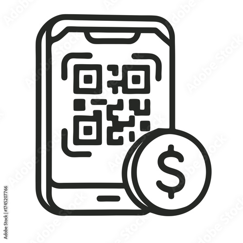 Financial Fintech Virtual Banking Mobile Payment, QR Code, Digital Currency, Online Transactions, and Secure Banking on Smartphone