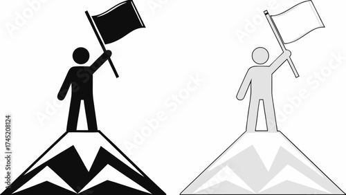 Reaching the summit, a metaphor for achievement, vector image symbolizing success and leadership