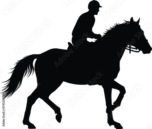 Horse riding silhouette illustration, equestrian motion and traditional mobility concept artwork for lifestyle, sport, and cultural design