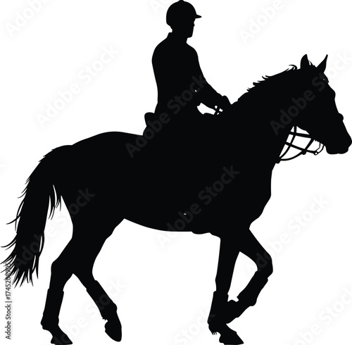 Horse riding silhouette illustration, equestrian motion and traditional mobility concept artwork for lifestyle, sport, and cultural design