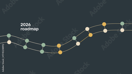 Abstract roadmap representation with connected circles and lines on a dark background visual graph