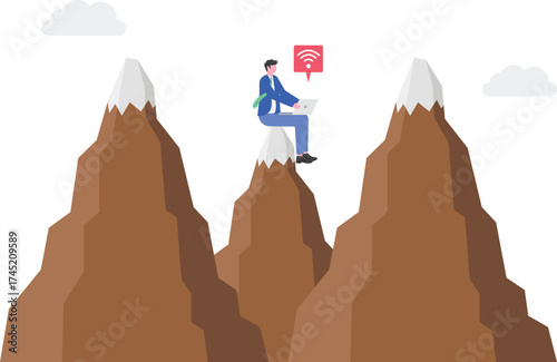 Digital Nomad Concept with a Person Working in Scenic Location.
