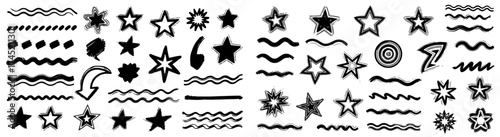 Whimsical Hand-Drawn Doodles Vector Set: A delightful collection of playful sketchy illustrations, doodle elements, and artistic scribbles for creative graphic design projects, invitations, decoration