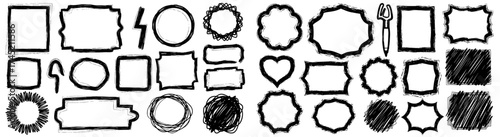 Playful Hand-Drawn Frames & Borders: A whimsical vector set with funky edges, hand-drawn doodles, quirky shapes for presentations, invitations, marketing designs & creative templates, sketchnotes, mod