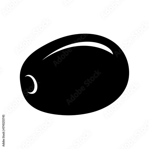 Simple black olive fruit silhouette icon isolated on white.