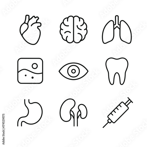 Medical specialties simple vector icon set isolated  