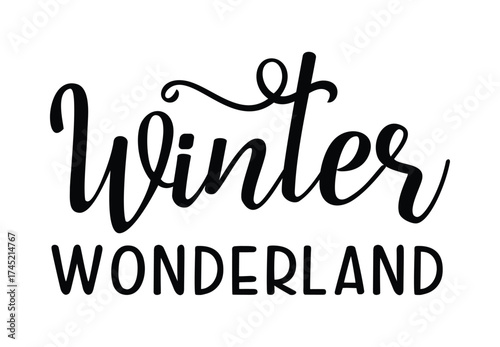 Winter wonderland Christmas lettering clipart, Winter vector lettering, Isolated Christmas vector sign