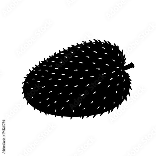 Silhouette of a Spiky Soursop Fruit.