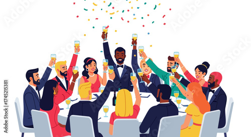 Celebratory toast with friends at a festive gathering, joy and happiness.