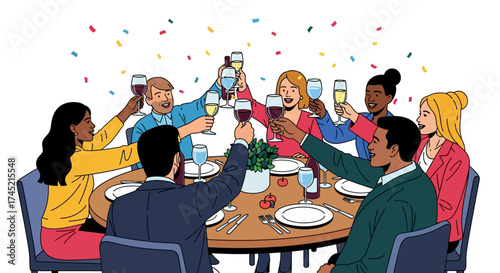 Festive Gathering - People Toasting at a Round Table.