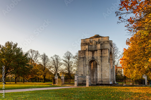 The Arch of Remembrance, a First World War memorial designed by Sir Edwin Lutyens and located in Victoria Park Leicester