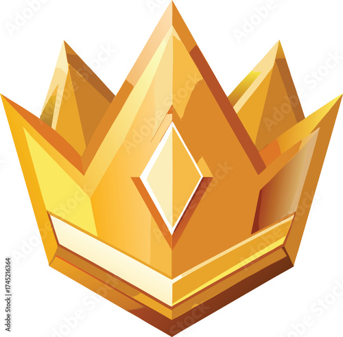 Golden faceted crown with diamond shape detail icon isolated on white transparent background vector eps png jpg business people clipping path cutout 2025 2026 4k full hd poster banner label download