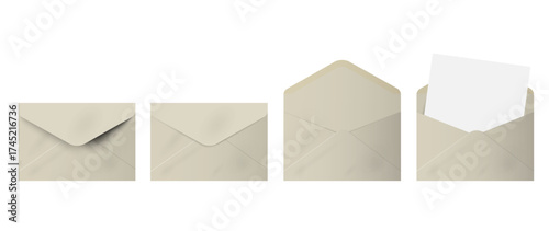 Realistic blank envelope,open,closed and with letter