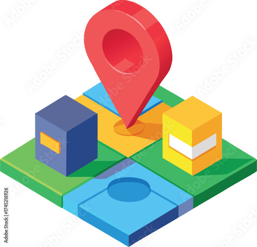 Isometric map pin location marker on abstract icon isolated on white transparent background vector eps png jpg business people clipping path cutout 2025 2026 4k full hd poster banner label download